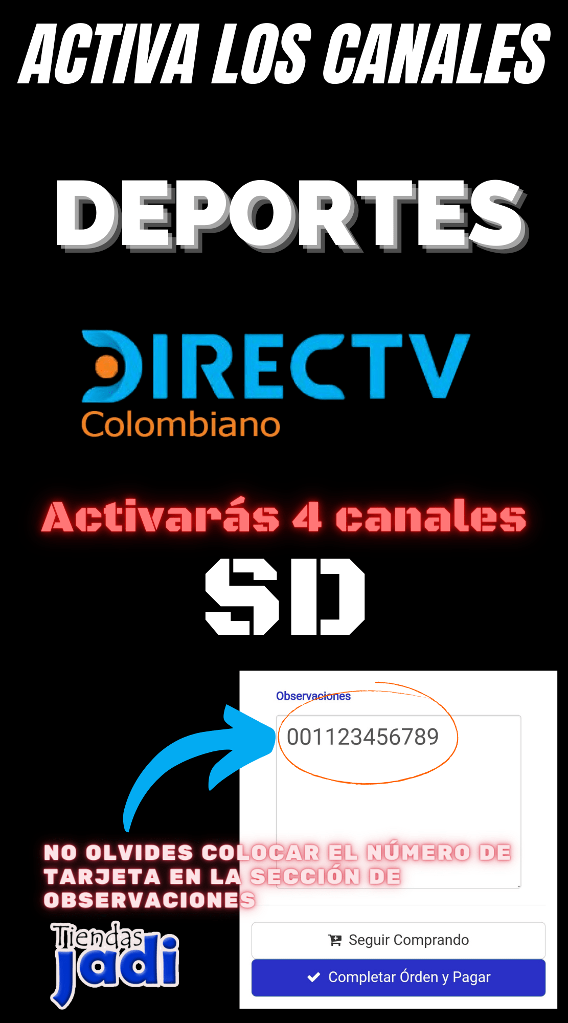 Activa Paquete DEPORTE de DIRECTV Colombiano y suma 4 Canales a tu Plan Actual