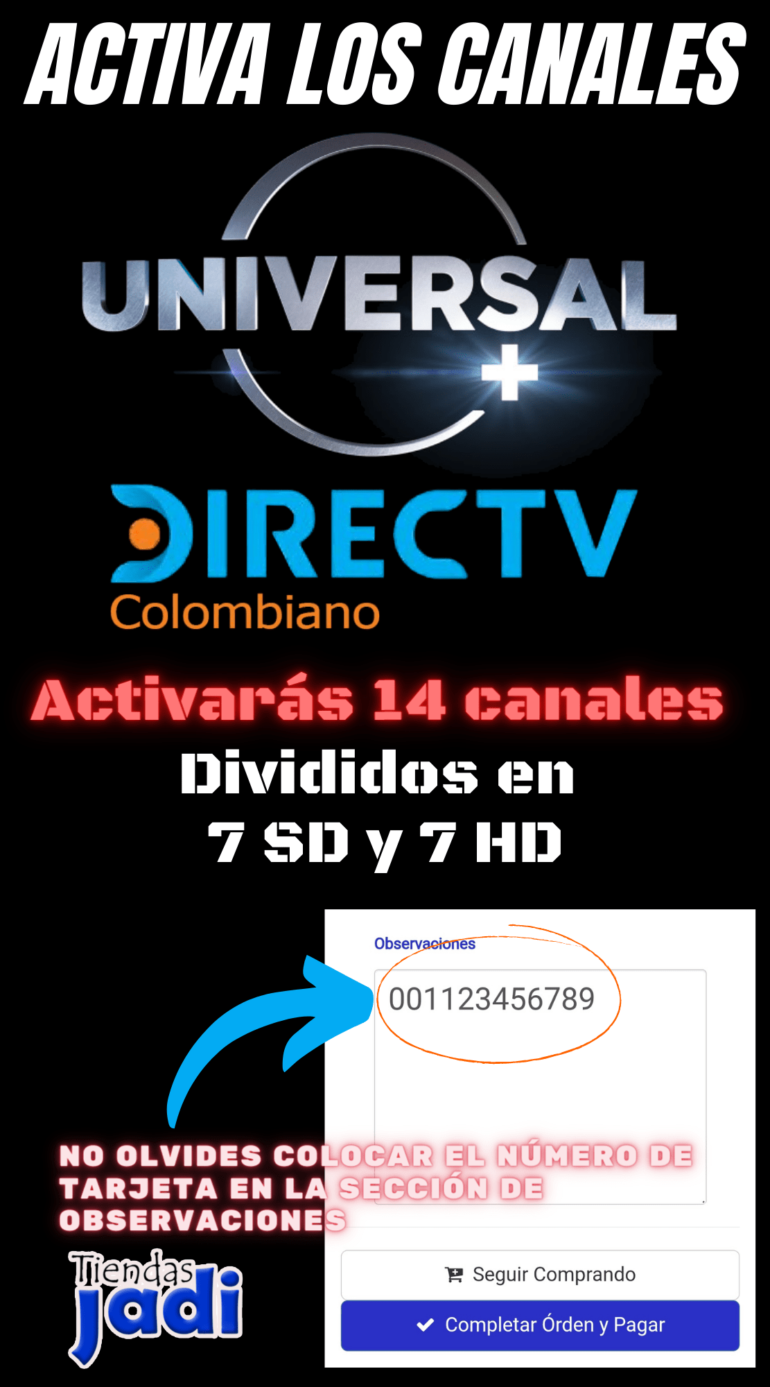 Activa Paquete PREMIUM UNIVERSAL PLUS Colombiano y suma 14 Canales a tu Plan Actual