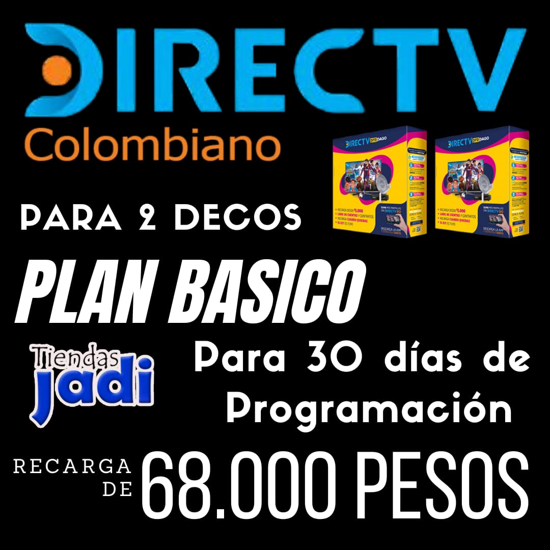 Recargar Directv Colombiano en Venezuela Plan Básico Plus HD dos deco una Antena 80.000 Pesos